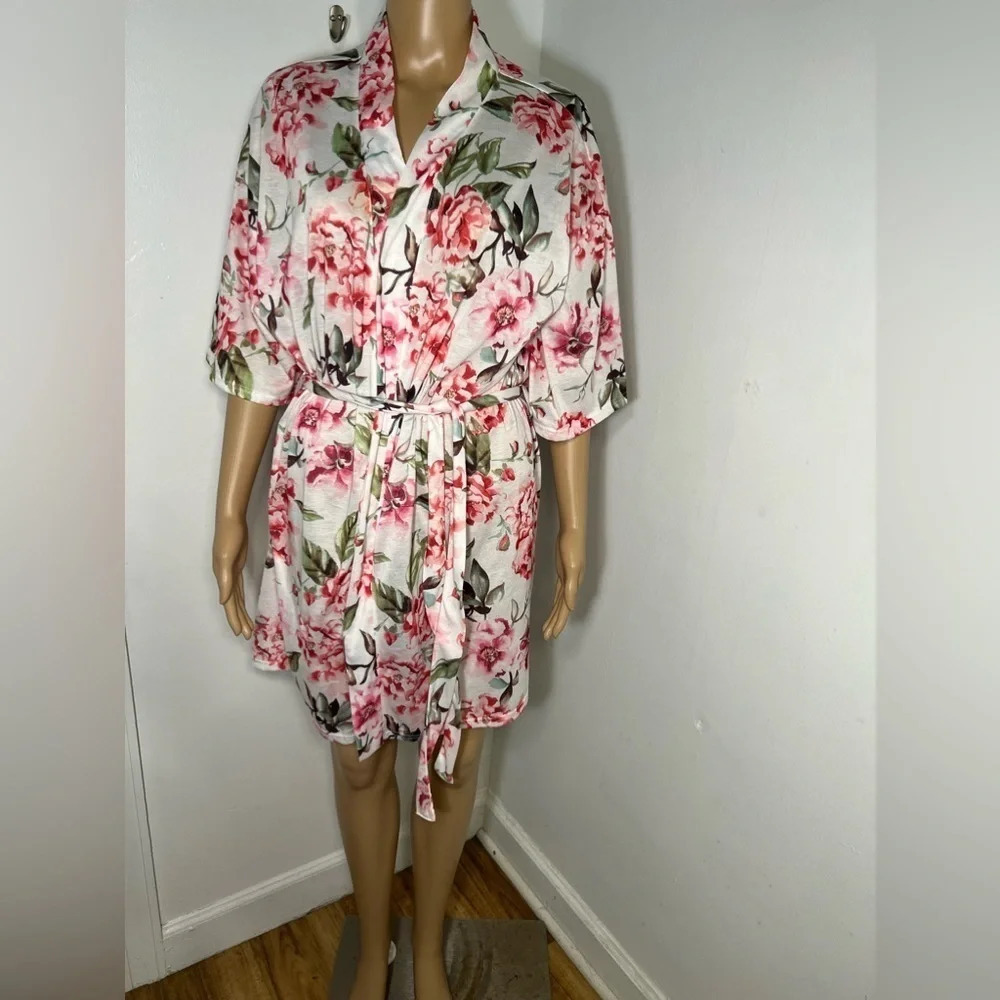 Show me your‎ Mumu, O/S, floral, 3/4 sleeve, floral robe with matching tie belt